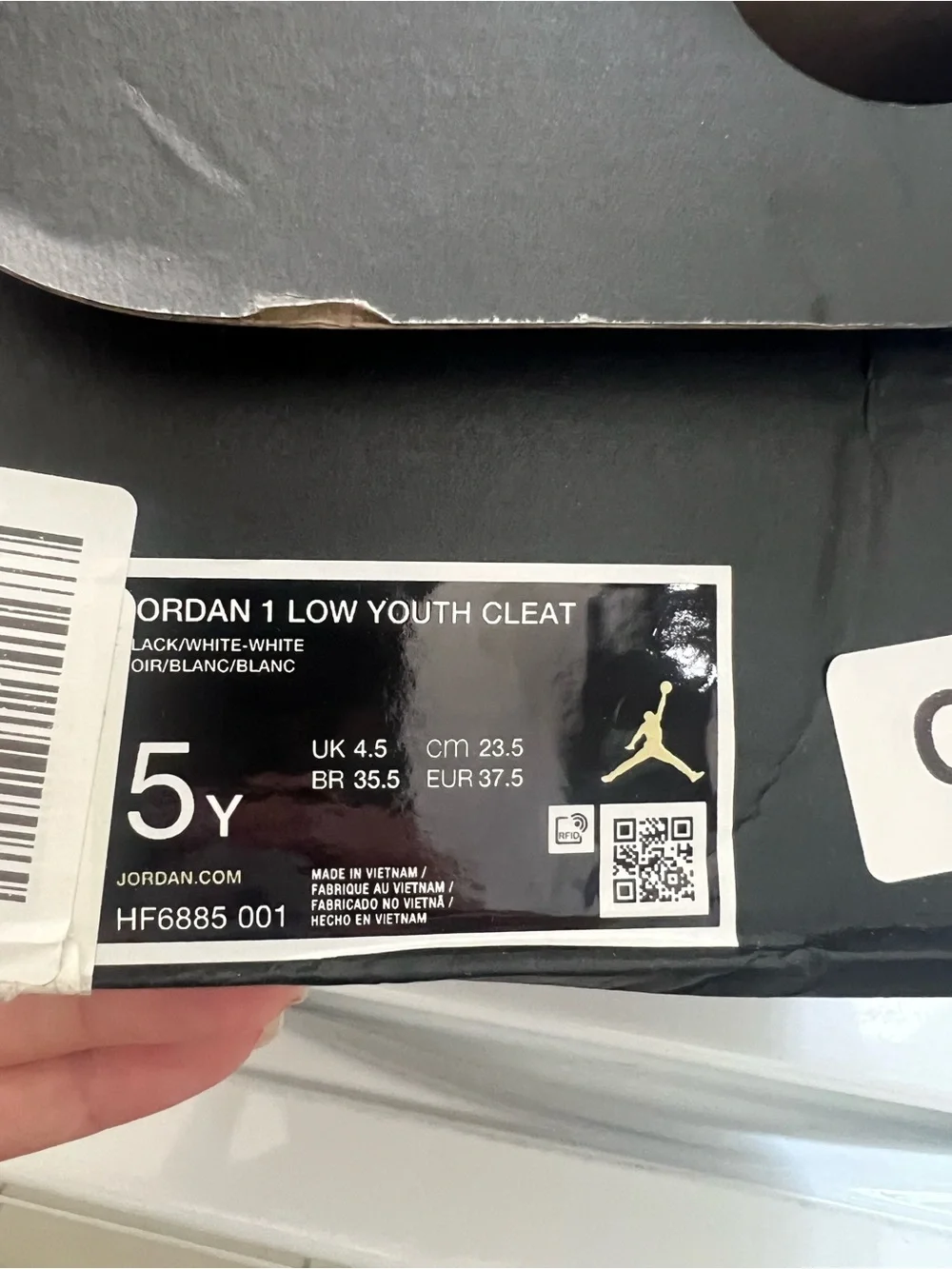 Jordan 1 Low Youth Cleat - Black/White